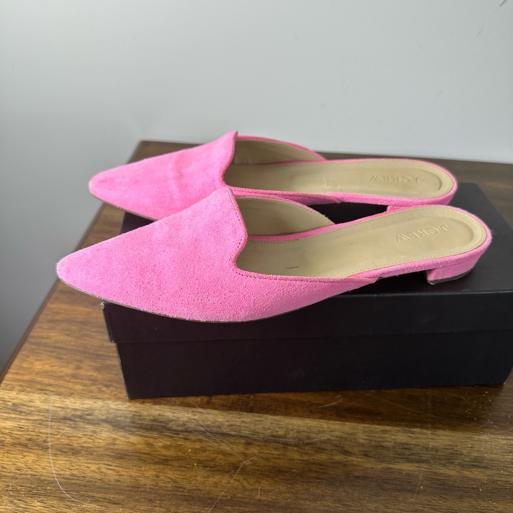 J. Crew Suede Slipper Mules Pink Size 9.5 GUC